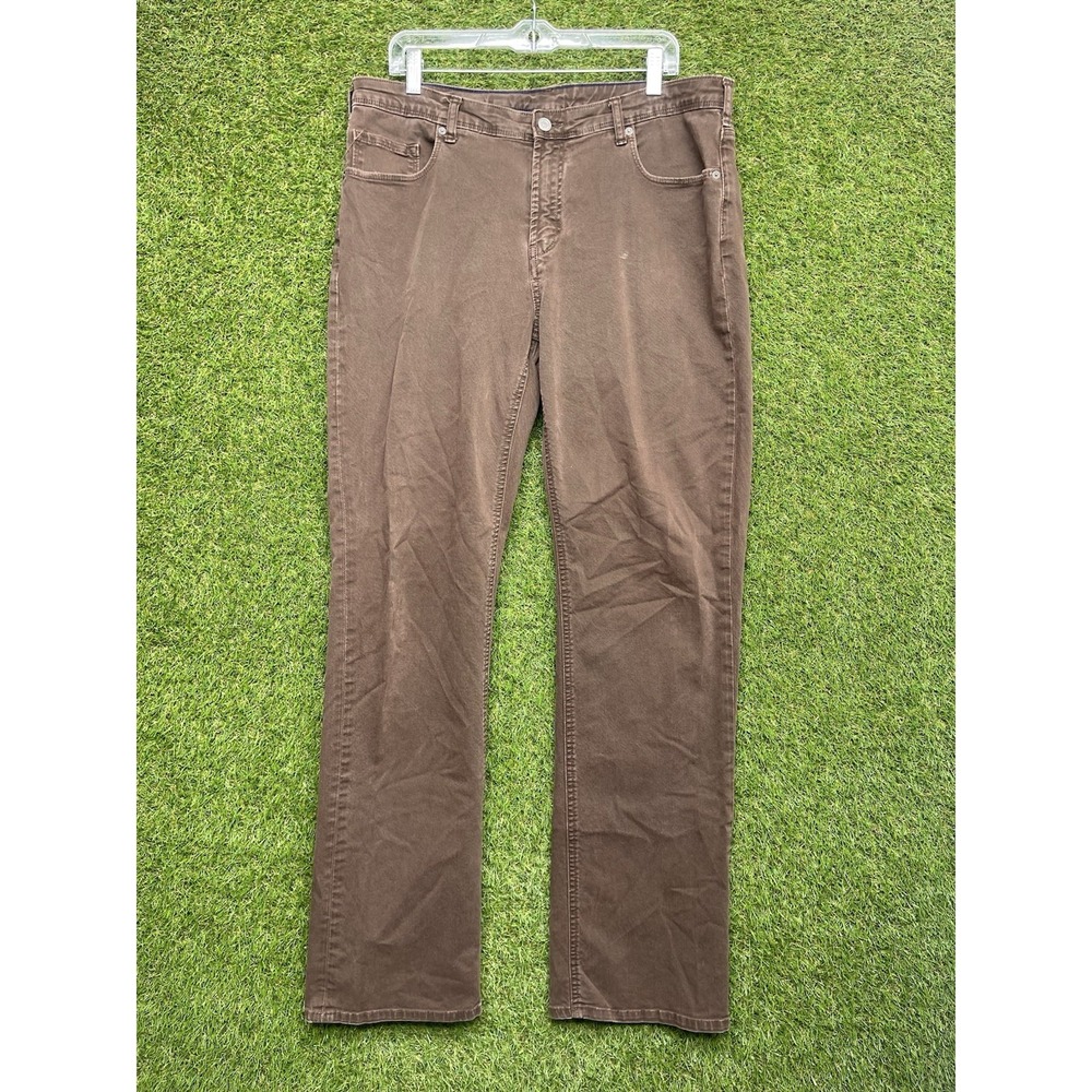 Bonobos Pants Mens 36x34 Straight Fit Flat Front Denim Brown Casual Jeans